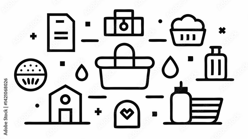 Supermarket department icon set editable vector line style representing food aisles retail sections and grocery store variety Supermarket department icon set editable vector line style representing food aisles retail sections and grocery store variety