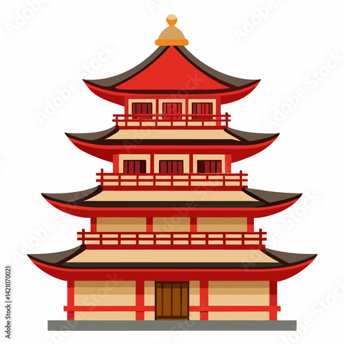 vector illustration of chinese temple