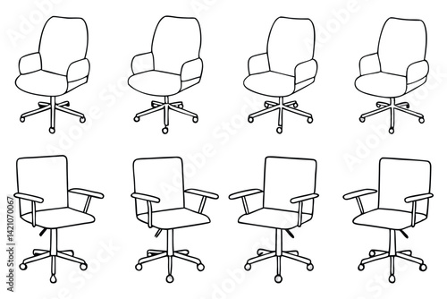 Comfortable Office Chair Icons Vector Set