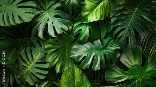 Wallpaper Mural Lush tropical foliage fills a vibrant display of various green leaves. Torontodigital.ca