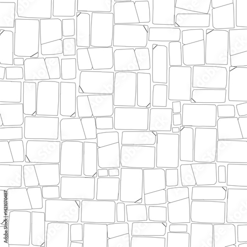 A white background with black squares. The squares are of different sizes and are arranged in a random pattern. The image has a somewhat chaotic and disorganized appearance