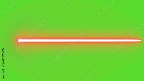Green screen chroma key background featuring a vibrant red horizontal laser beam stretching across the center with a glowing effect. The structured light pattern stands out against the bright green ba