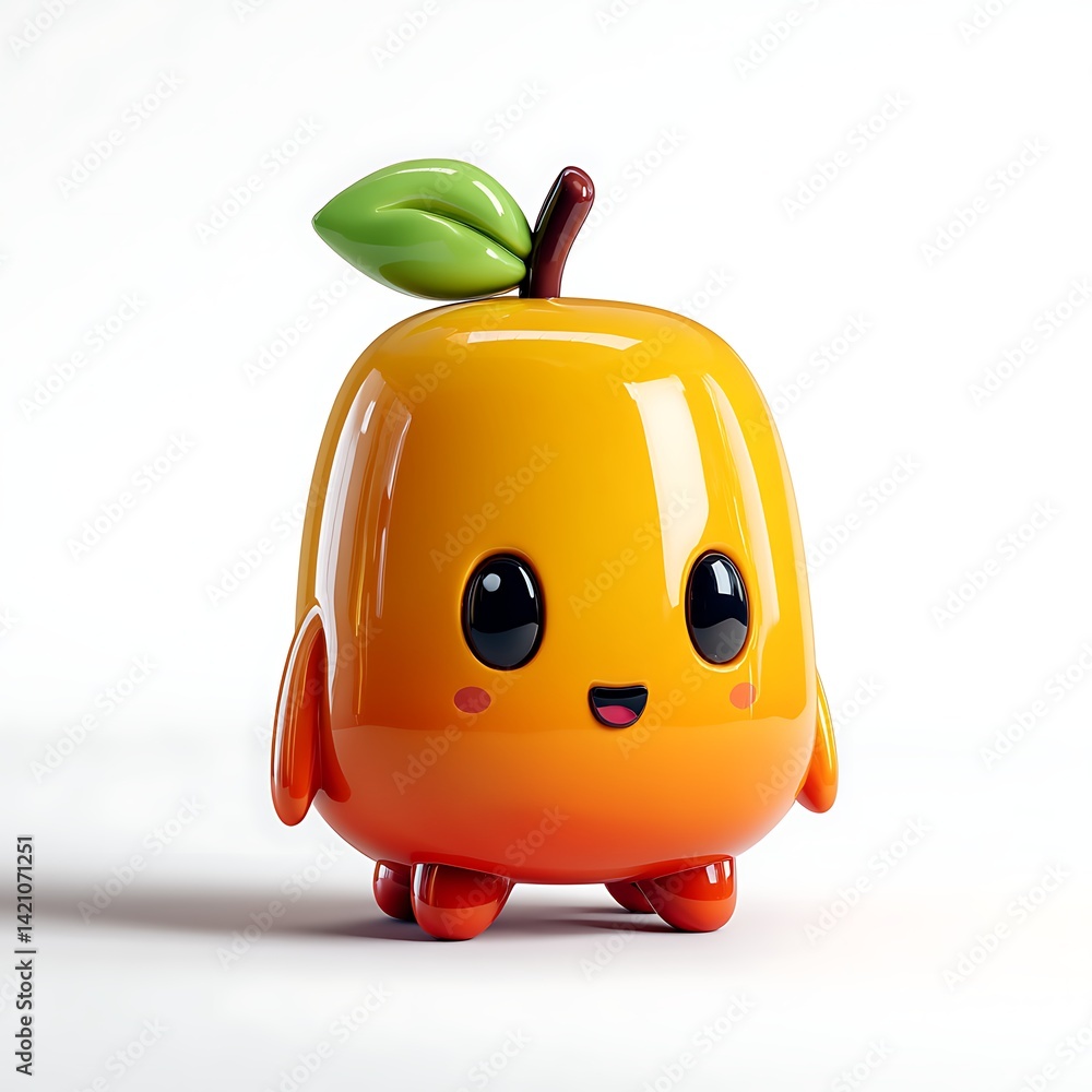 Fototapeta premium Cute orange fruit character on white background
