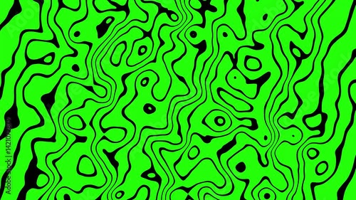 Animation glowing green and black color liquid wavy line abstract background.