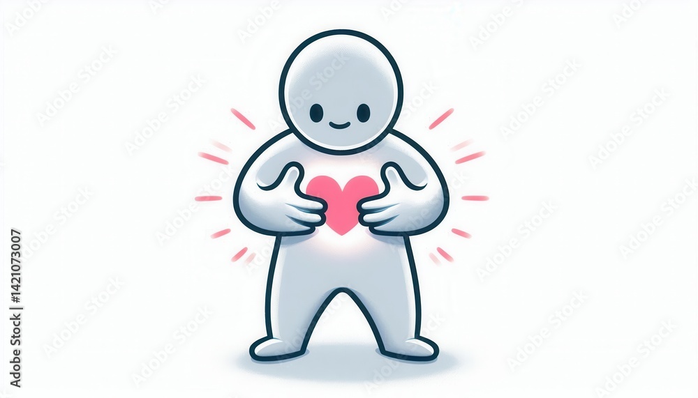 Heartfelt connection emotive character expressing love in a minimalist style illustration Heartfelt connection emotive character expressing love in a minimalist style illustration