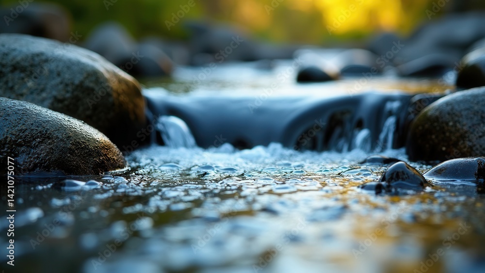 pure natural stream, water background.