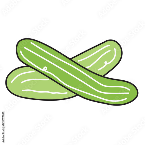 Cucumber, hand drawn doodle illustration, vector