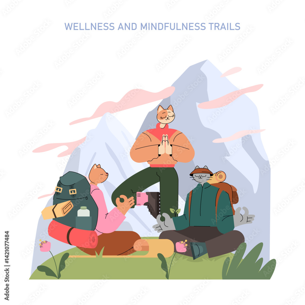 Obraz premium Mountain Tourism. Flat Vector Illustration
