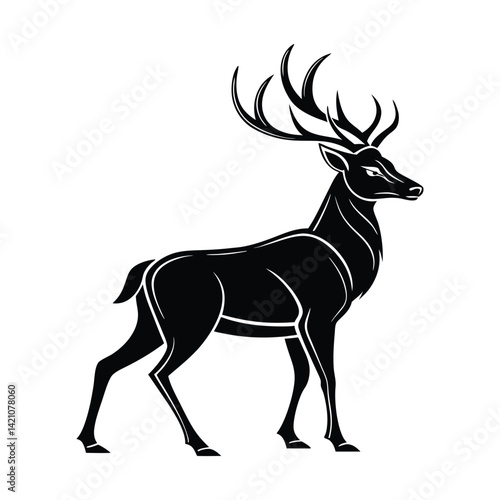 Deer silhouette vector Art & Illustration on a white background
