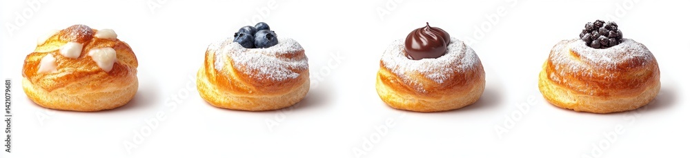 Assorted Small Donuts with Frosting and Toppings Assorted Small Donuts with Frosting and Toppings