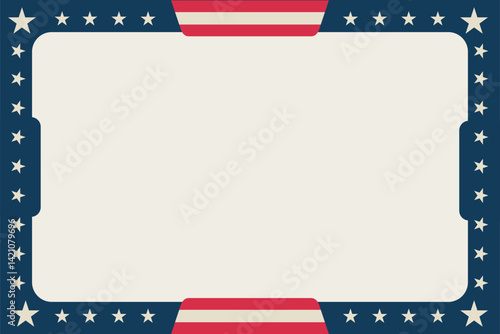 American Memorial Day border vector with patriotic elements in red, white, and blue for celebration design