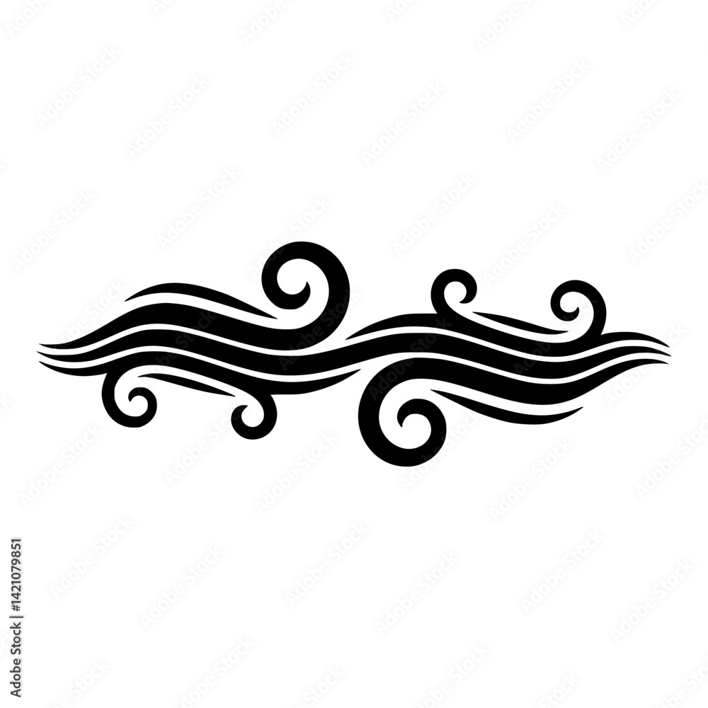 Fototapeta premium Elegant Swirls and Waves Decorative Border - Black on White