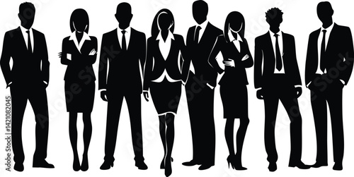 Business Team Silhouette Vector | Professional Office People Illustration