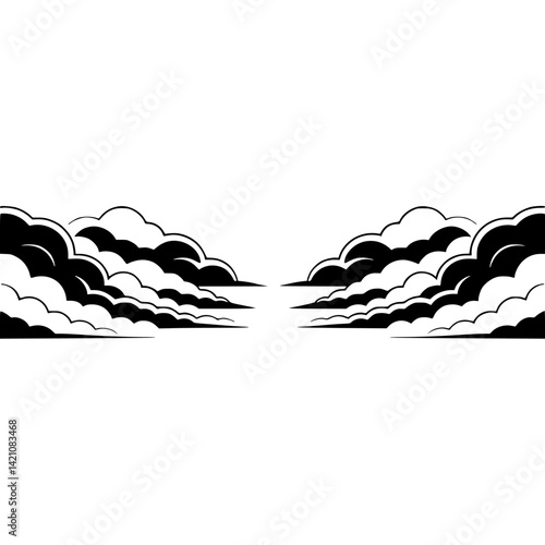 Obraz na płótnie Stylized Cloud Border: Black and White Design w salonie
