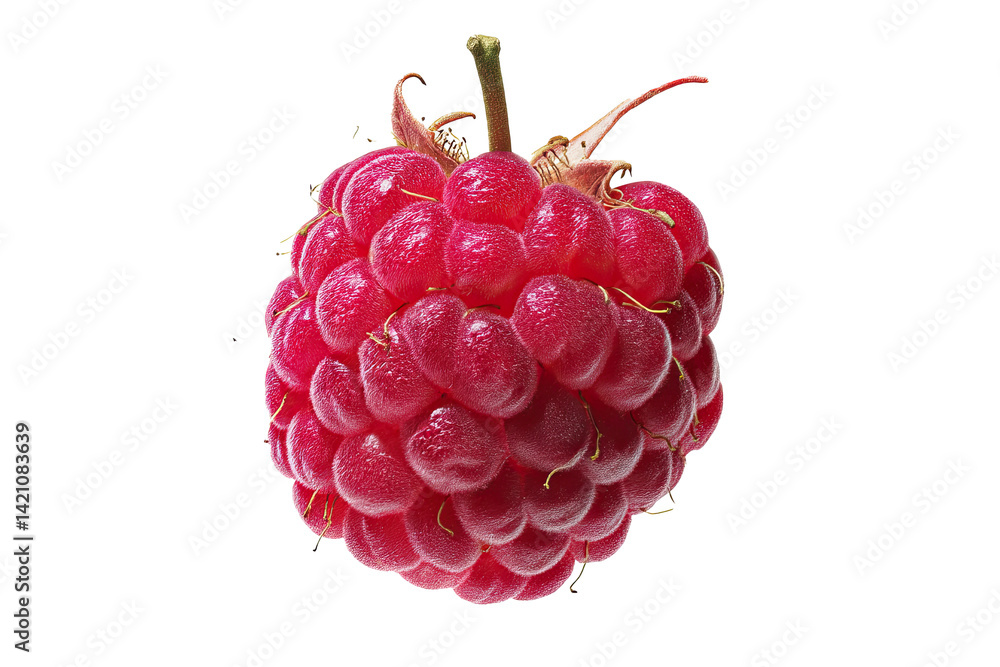 a vibrant pink raspberry perfectly centered and fully isolated on a plain a vibrant pink raspberry perfectly centered and fully isolated on a plain