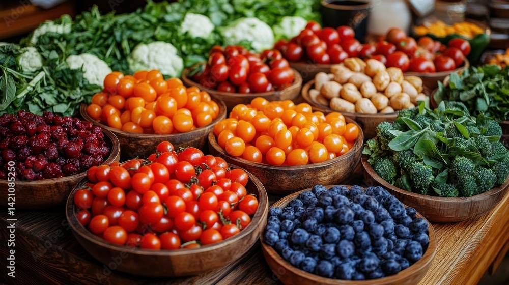 Vibrant Variety of Fresh Produce at a Farmer's Market Vibrant Variety of Fresh Produce at a Farmer's Market