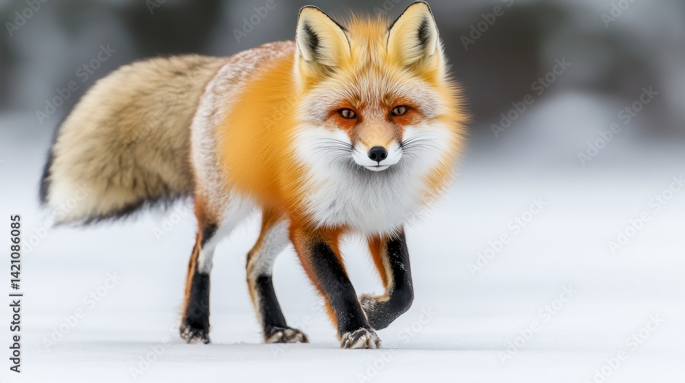 Fototapeta premium Red fox in winter snow