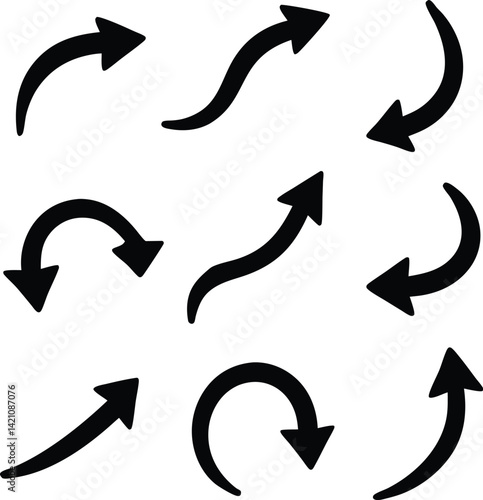 set of curved black arrows