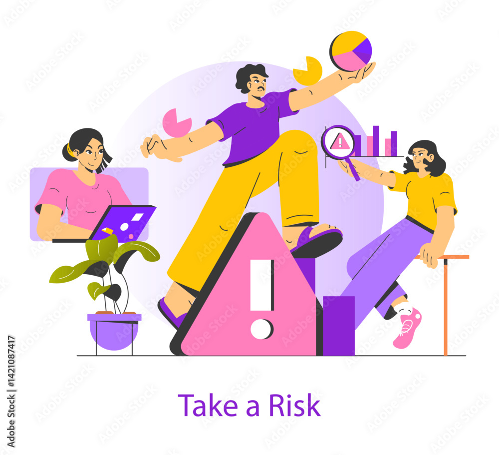 Obraz premium Risk. Flat Vector Illustration