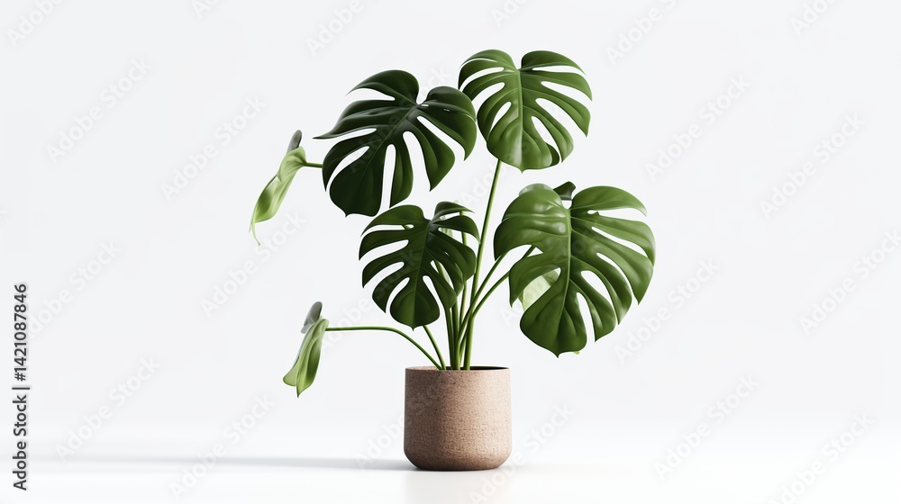 Monstera tree in a pot on white background, tropical leaves or houseplant that grows indoors for decorative purposes. Monstera tree in a pot on white background, tropical leaves or houseplant that grows indoors for decorative purposes.
