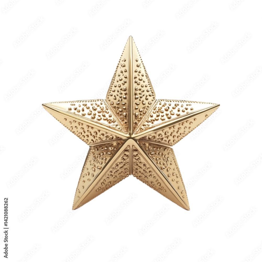 Fototapeta premium Gold five-pointed star textured design on striped background