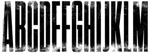 Textured Font. Rough Letterpress Texture Ultra Condensed Font. Extremely detailed, individually textured characters with a distressed, faded printed texture. Part 1 of 2