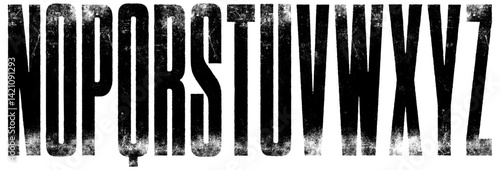 Textured Font. Rough Letterpress Texture Ultra Condensed Font. Extremely detailed, individually textured characters with a distressed, faded printed texture. Part 2 of 2