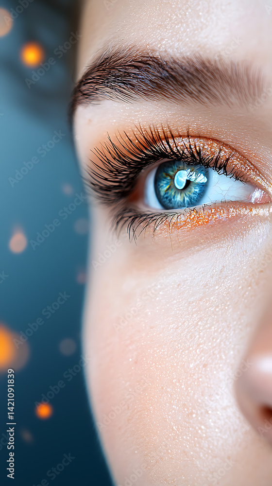 Fototapeta premium Futuristic surreal makeup transformation urban setting portrait photography studio environment close-up view conceptual art