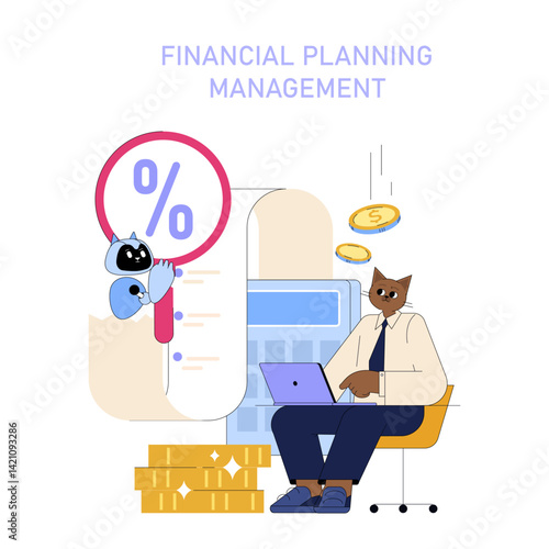 AI In Medium Sized Business Processes. Flat Vector Illustration