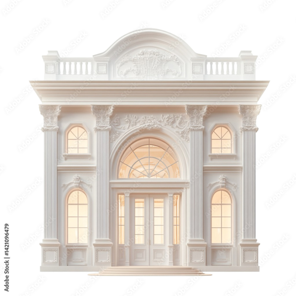 Naklejka premium Elegant white building grand entrance architectural design ornate details