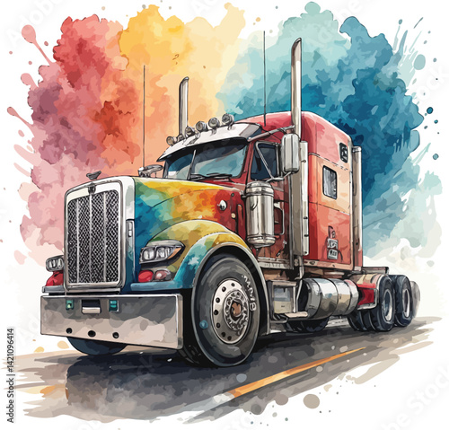 Modern Cargo Truck in Bold Colors – Editable Vector