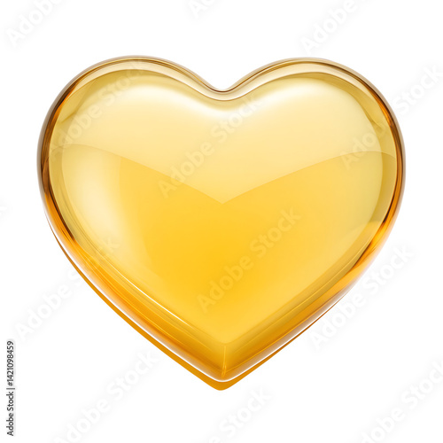 3d yellow heart icon isolated on transparent background
