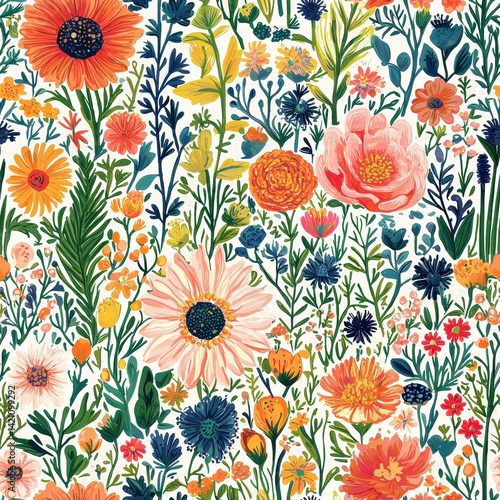 A beautiful floral pattern featuring classic flowers in soft hues for timeless decor