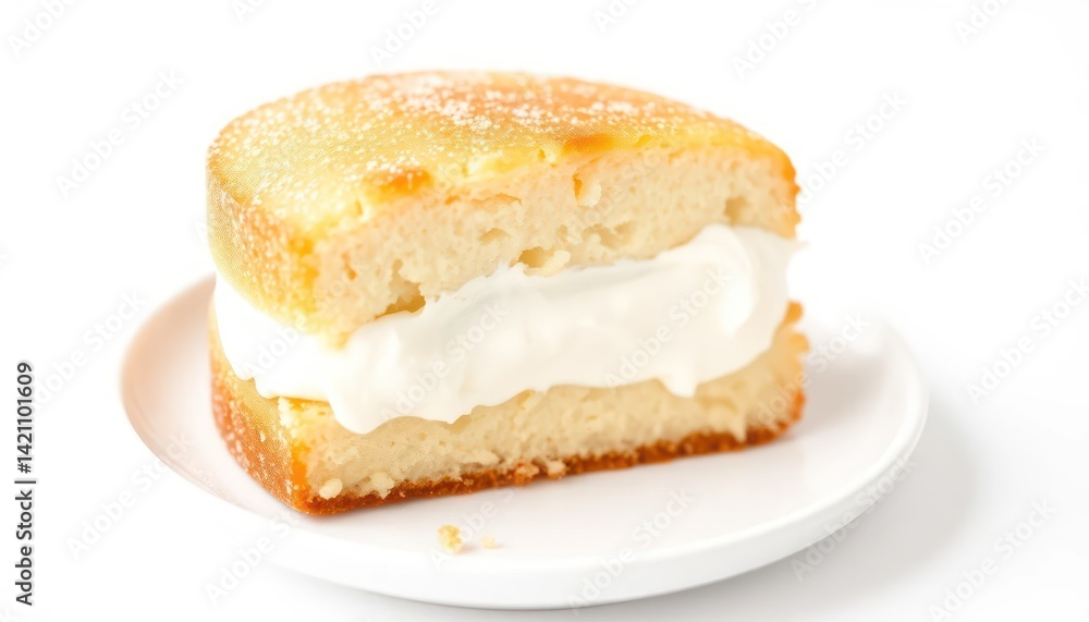 Sweet cake slice, creamy filling Sweet cake slice, creamy filling