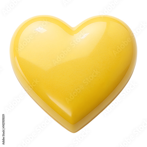 3d yellow heart icon isolated on transparent background