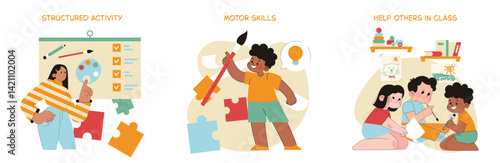 Preschool Education. Flat Vector Illustration