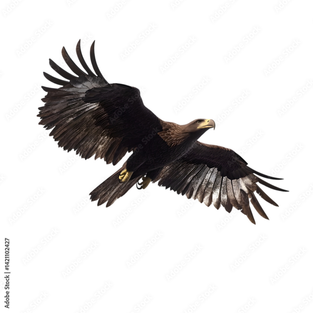 Fototapeta premium Majestic Golden Eagle in Flight: A Stunning Wildlife Image on white background