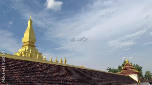 pha that luang stupa is the famous landmark in Vientiane, laos. asia
