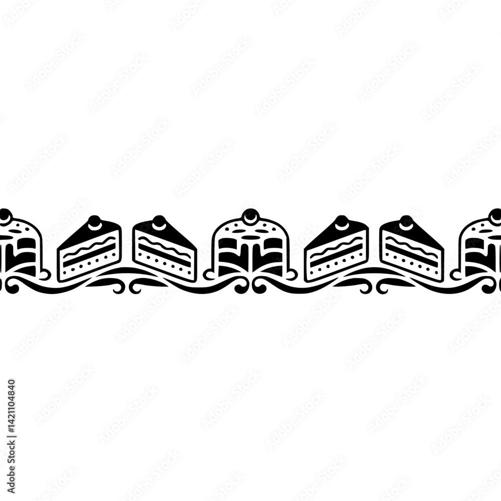 Naklejka premium Elegant Cake Border in Black and White