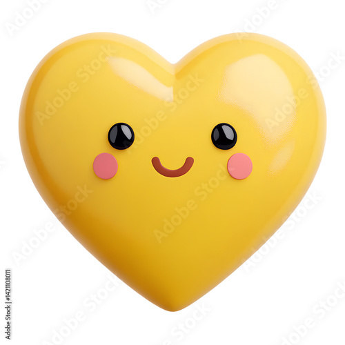3d yellow heart icon isolated on transparent background