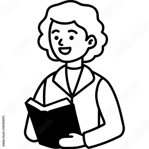 "Teacher Holding a Book – AI Graphic Design File on White Background 