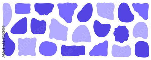 Cool violet-blue abstract shapes with modern rounded edges in high contrast layout for tech interfaces, fashion visuals, and youth branding, Vector Design, Isolated
