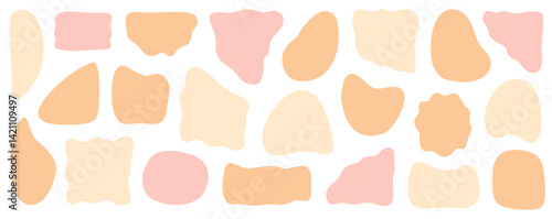 Peach and blush toned abstract shape collection in clean layout for organic branding and wellness design visuals, Vector Design, Isolated
