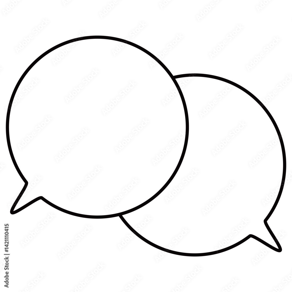 Fototapeta premium シンプルな白黒の吹き出し 重なる会話 左上