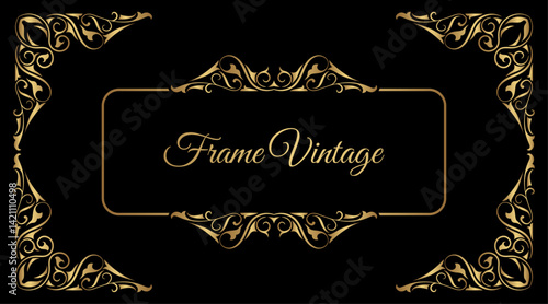 Canvas Print Vintage frame gold floral ornament