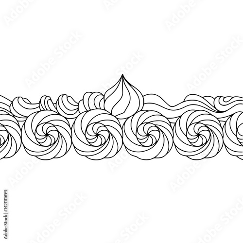 Elegant Whipped Cream Border: Black and White Cake Decor Illustration