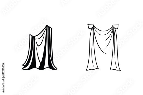 Elegant Black And White Curtain Drape Design Elements For Creative Projects