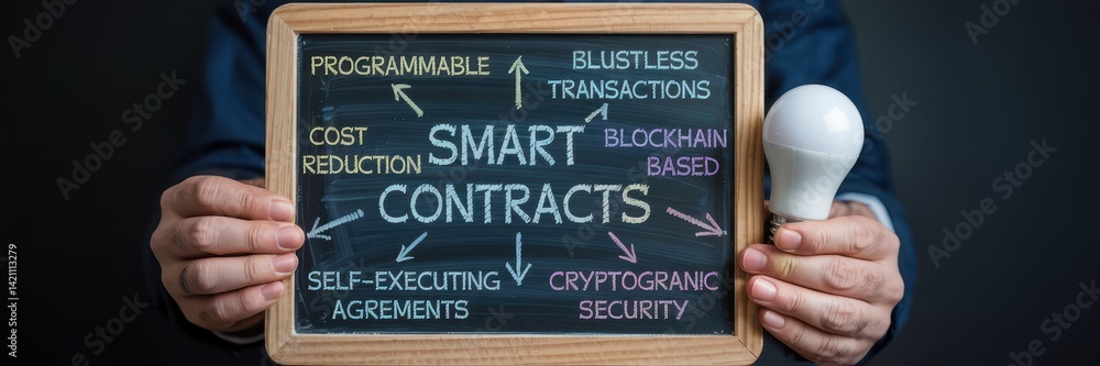 Obraz premium Smart contracts: programmable, cost-reducing agreements.