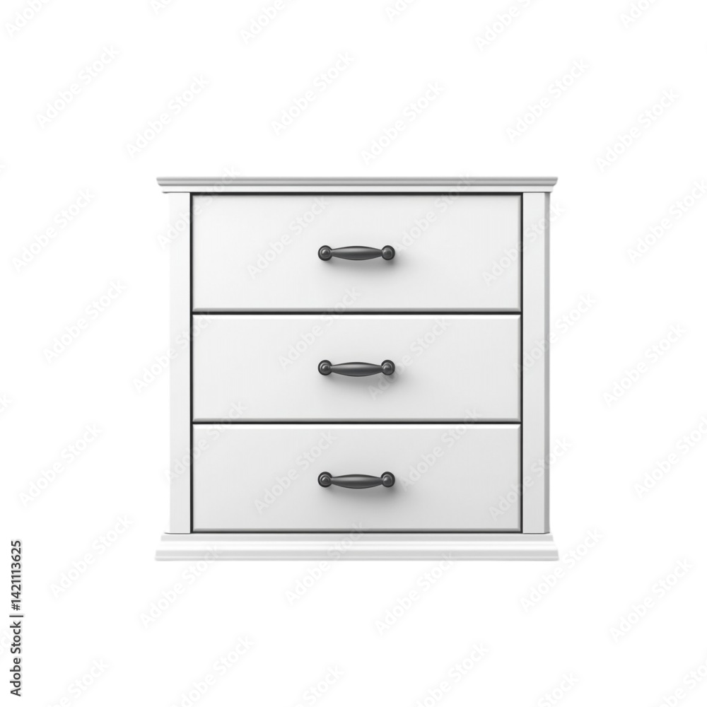 White three drawer chest simple design dark handles bedroom furniture White three drawer chest simple design dark handles bedroom furniture