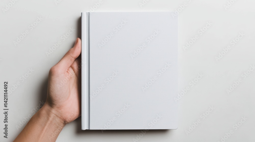 A hand holds a blank, textured white book, symbolizing creativity and potential for writing or drawing. A hand holds a blank, textured white book, symbolizing creativity and potential for writing or drawing.